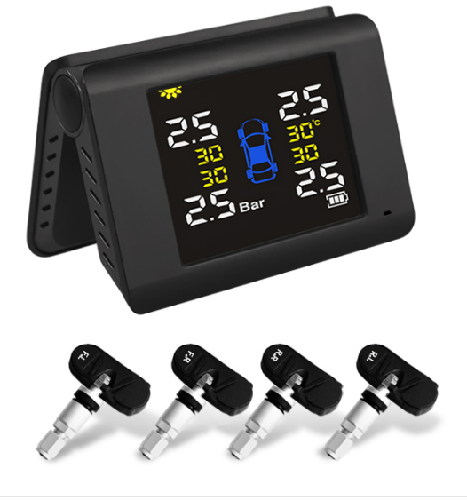Mới đến LCD bên trong và bên ngoài không dây năng lượng mặt trời TPMS cho xe hơi