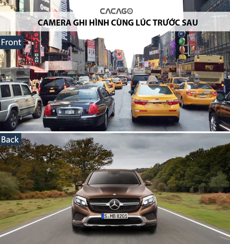  Camera ghi hình cùng lúc trước sau, yên tâm lái xe hằng ngày