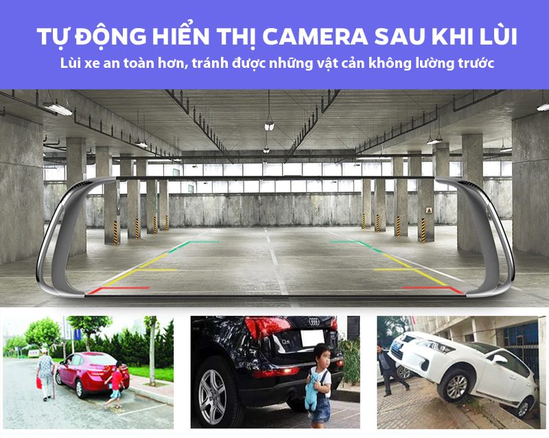 G08S PLUS tự động hiển thị camera sau khi lùi