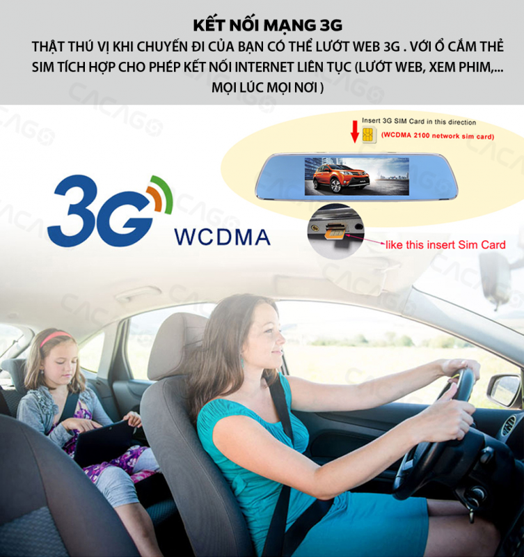 camera hành trình cacago c08a lướt web và kết nối 3g dễ dàng